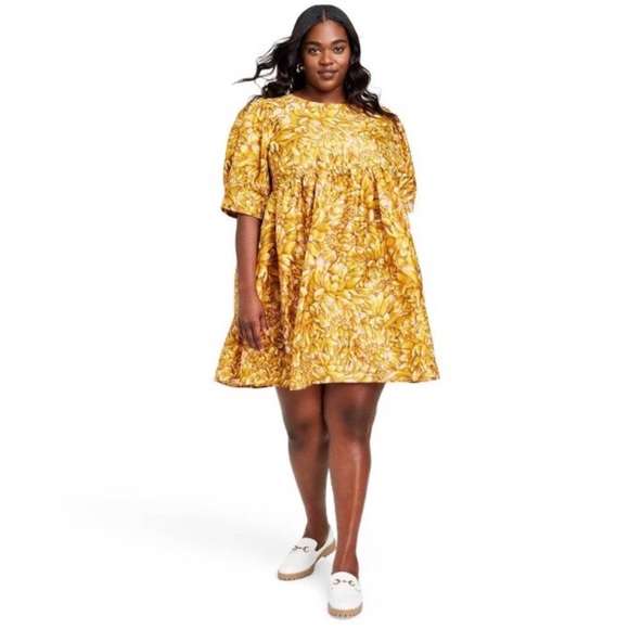 Kika Vargas Dresses & Skirts - Kika Vargas for Target Dress Marigolds Cocktail Floral Puff Dress Yellow Sz 2X